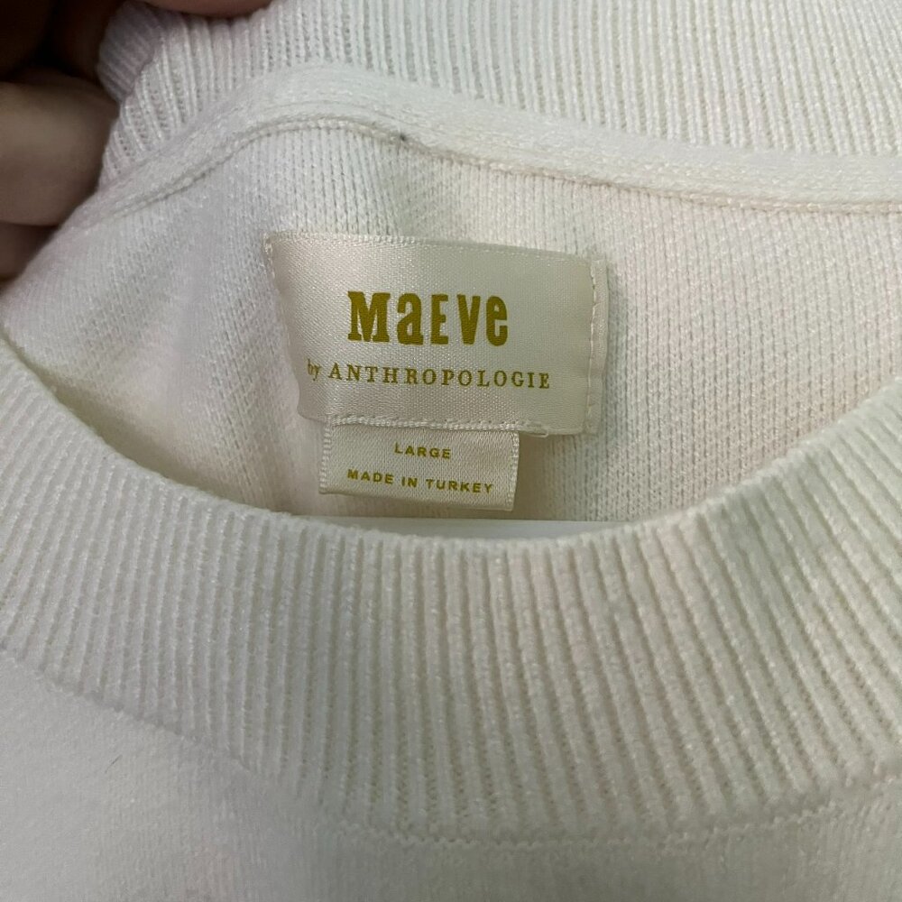 Anthropologie | Maeve Noah Sleeveless Muscle Sweater Tank | Cream, Large - Picture 3 of 9